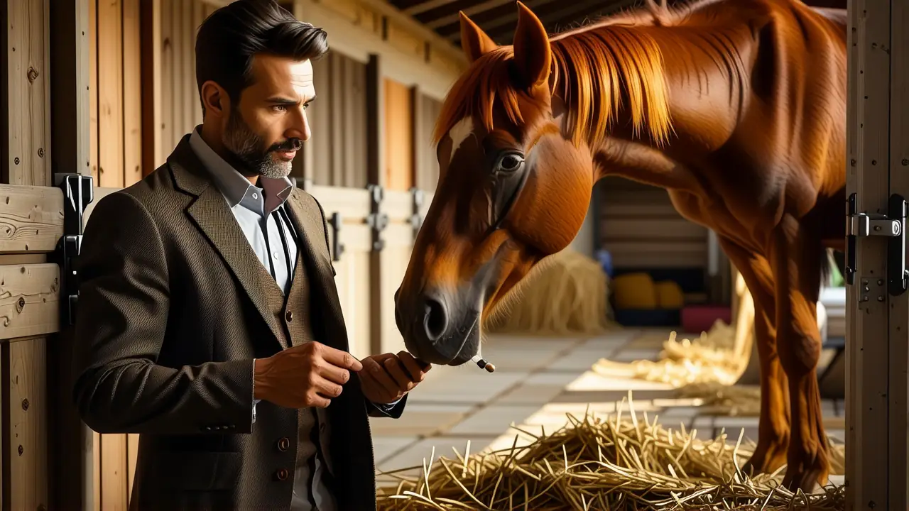 Un veterinario preocupado examina a una yegua