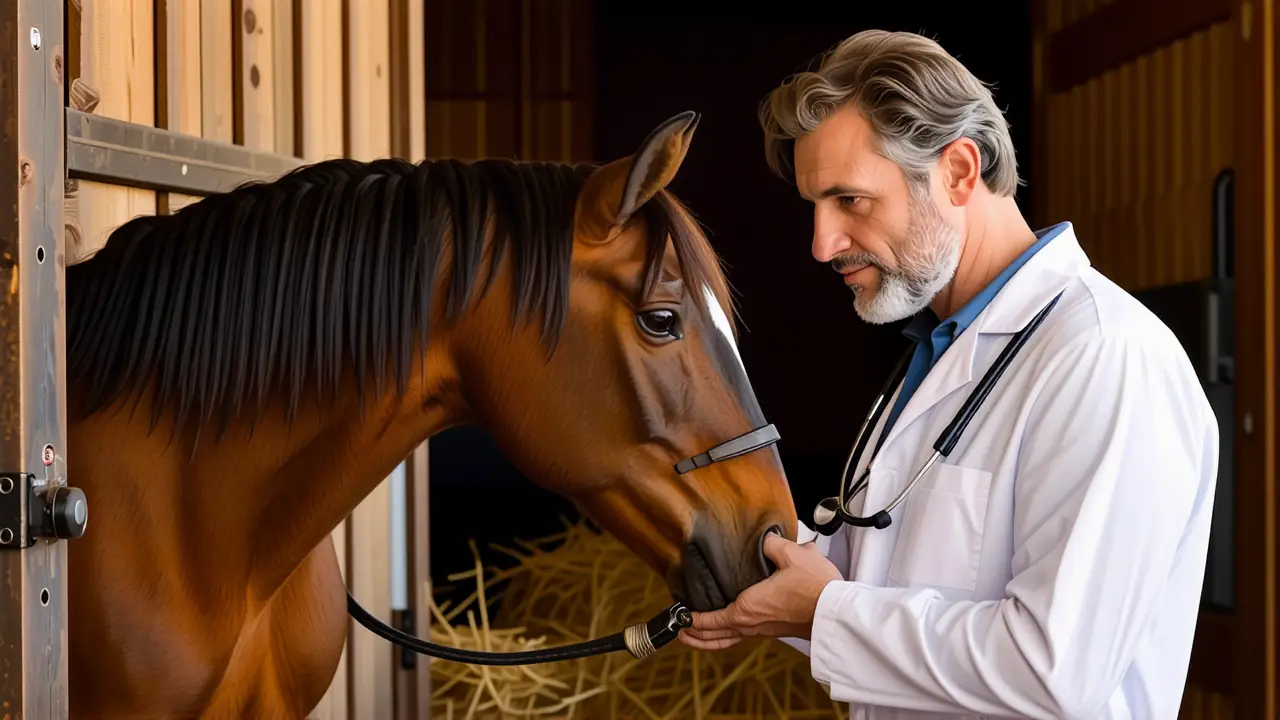 Un veterinario español ayuda a un caballo