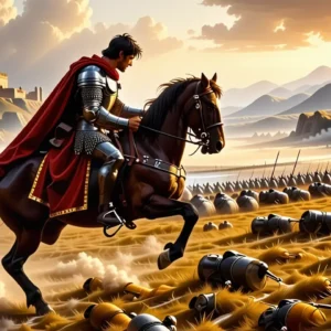 Un guerrero español realista domina el campo