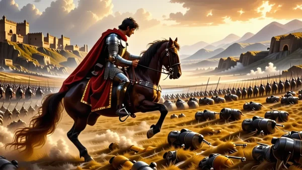 Un guerrero español realista domina el campo