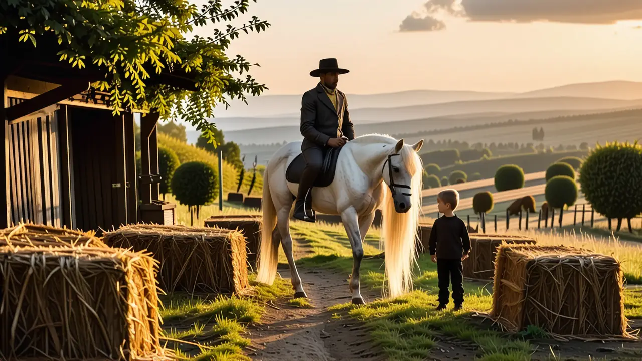 Un caballo albino observa la España rural