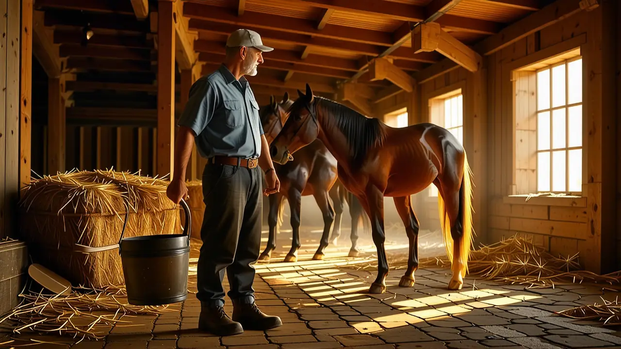 Un hombre español contempla su caballo
