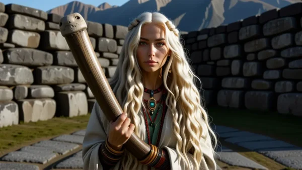 Una anciana shamanesca observa la tundra ancestral