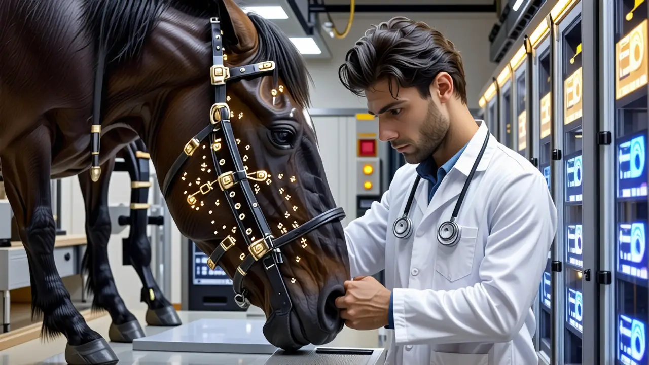 Veterinario español examina reproducción equina detallada