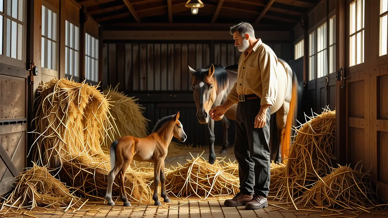 Un hombre pensativo observa un potro