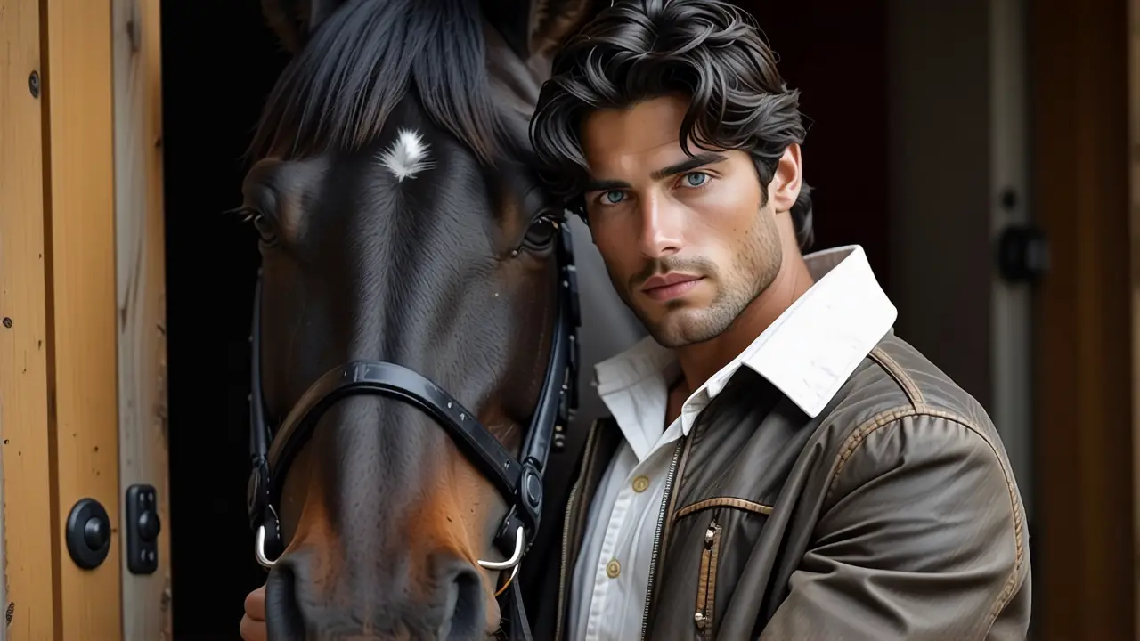 Un hombre español contempla un caballo