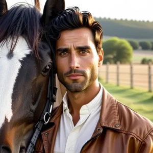 Un hombre español contempla su caballo