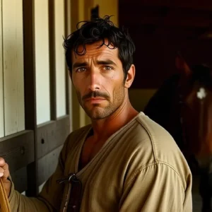 Un hombre español cansado sostiene una rienda