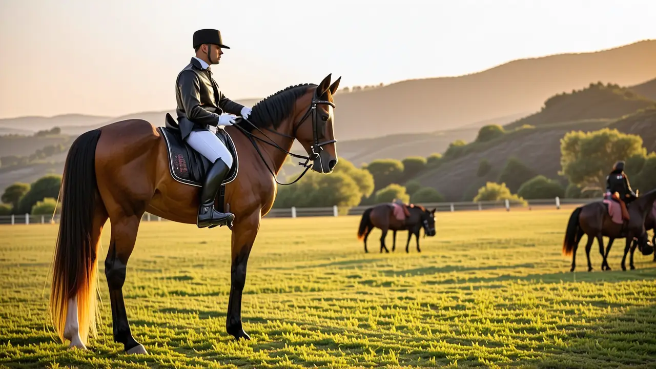 Jinete español se muestra en el sol
