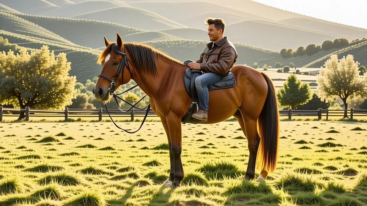 Un hombre español se conecta con su caballo