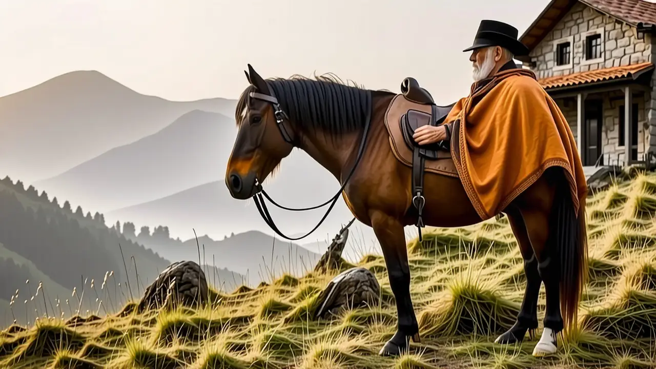 Caballo Asturcón: Origen, Características & Conservación 5 Un hombre asturiano contempla su caballo en Asturias