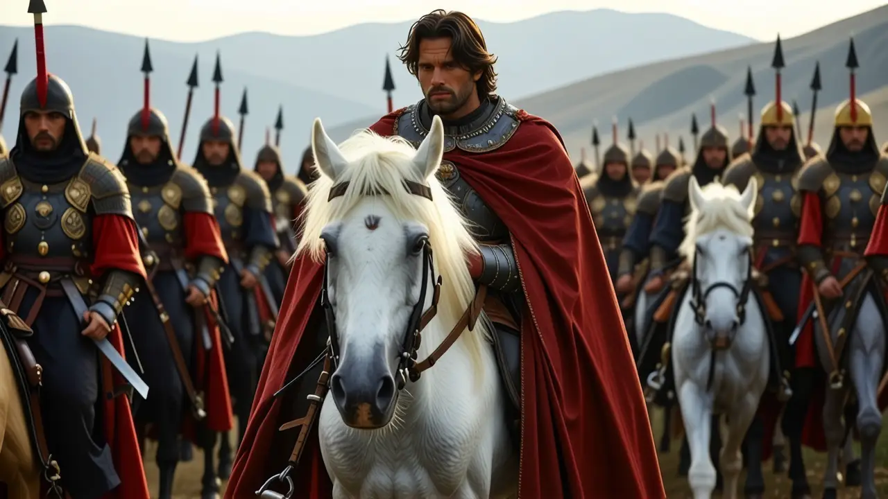 Un guerrero noble cabalgaba en batalla