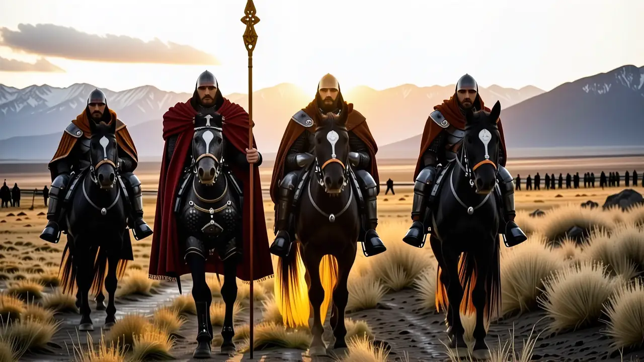 Nombre del caballo de Atila: Xanthos Revelado 1 Guerrero español imponente en la estepa