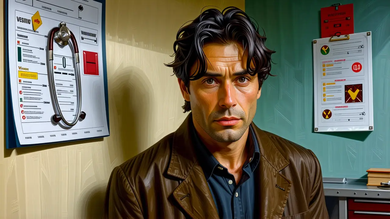 Un veterinario preocupado en un examen