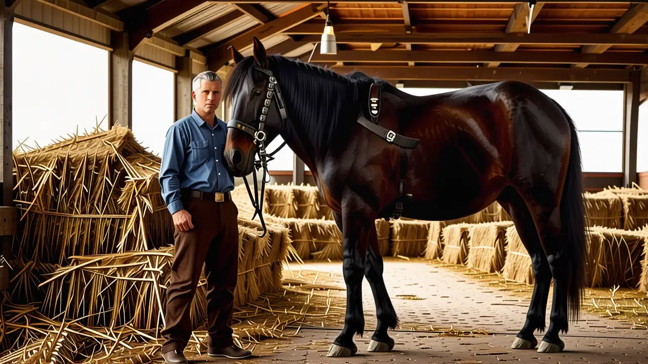 Un hombre español se encuentra en granero