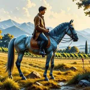 Un jinete confiado monta a su caballo en Toscana