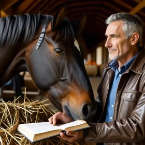 Un veterinario español realista ayuda a un caballo