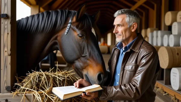 Un veterinario español realista ayuda a un caballo