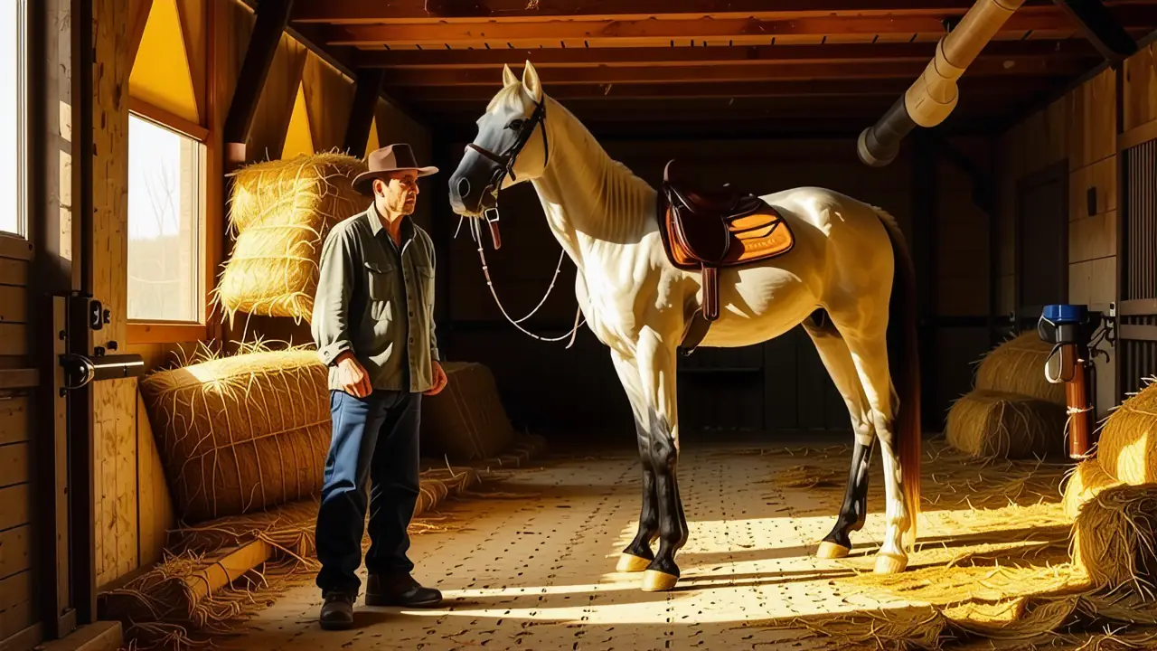 Un jinete español contempla su caballo