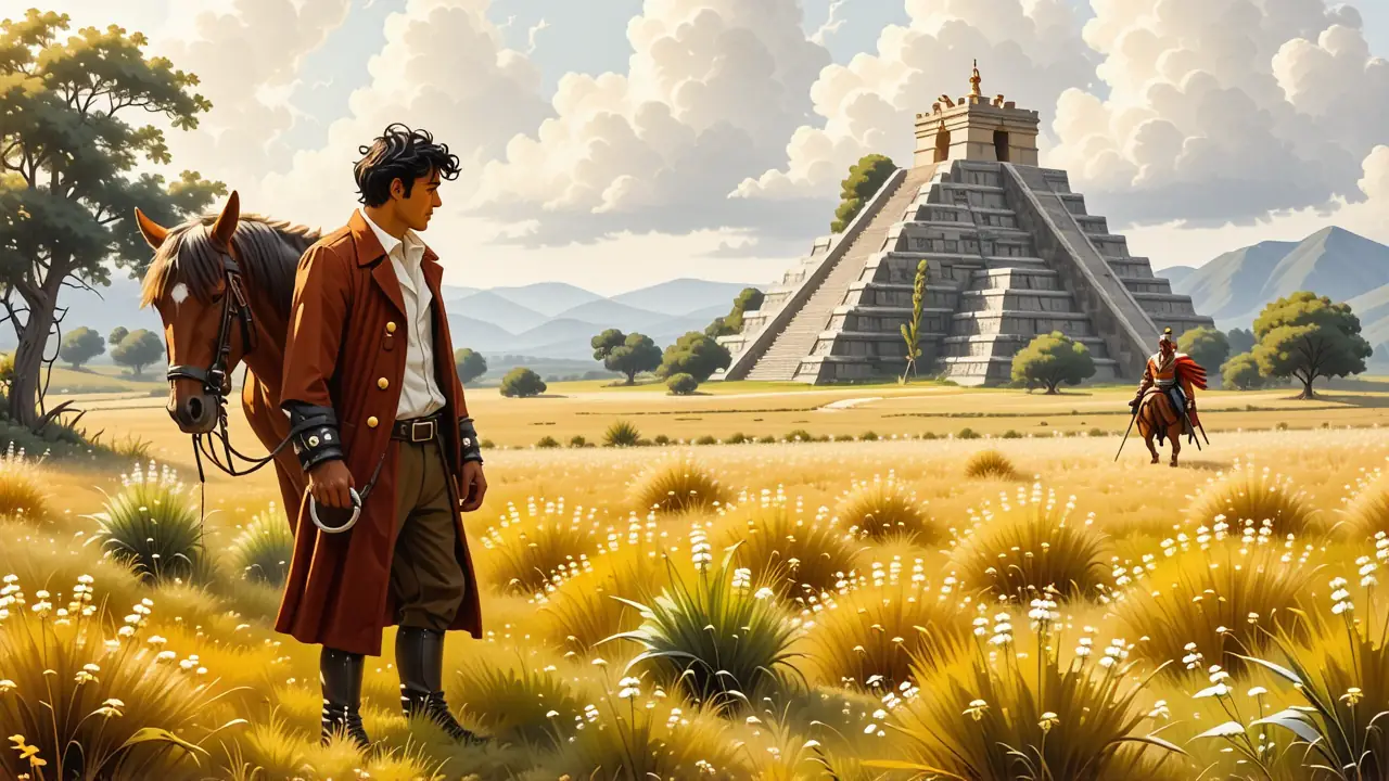 Velázquez renacentista observa a guerrero azteca