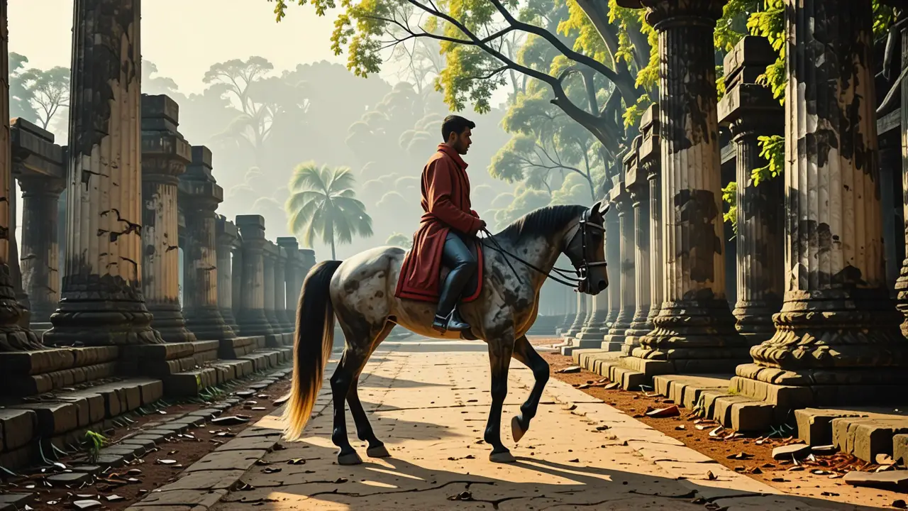 Velázquez inspira un jinete en ruinas