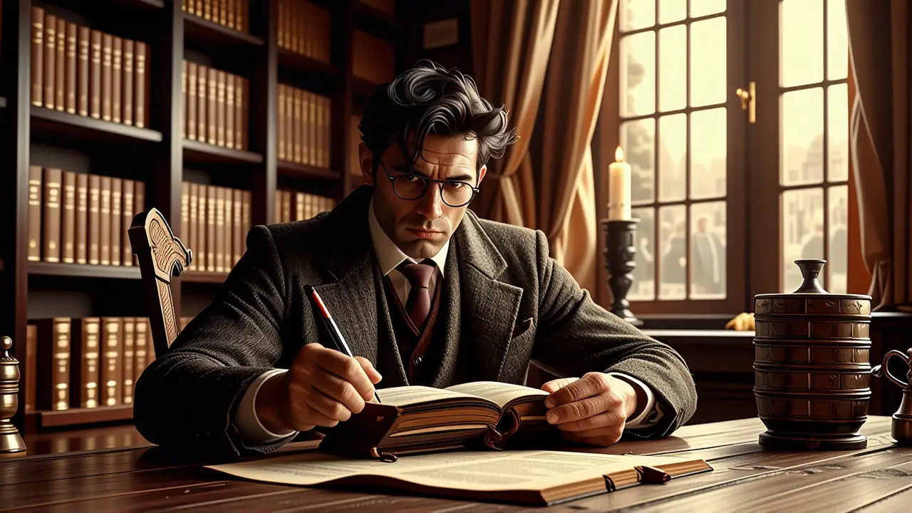 Un caballero español contempla su linaje antiguo