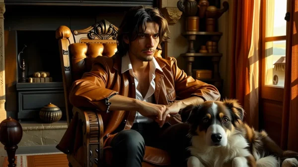 Un hombre pensativo descansa en estudio