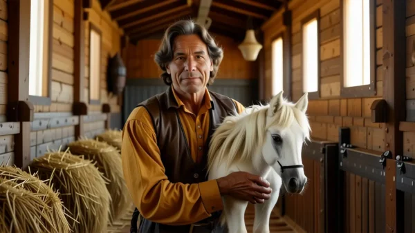 Un hombre español realista observa un potro