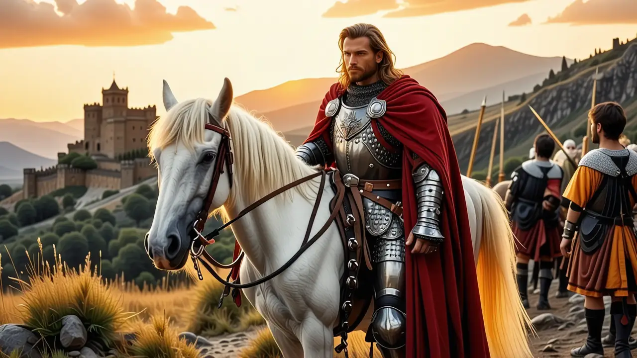 Un caballero español épico en batalla