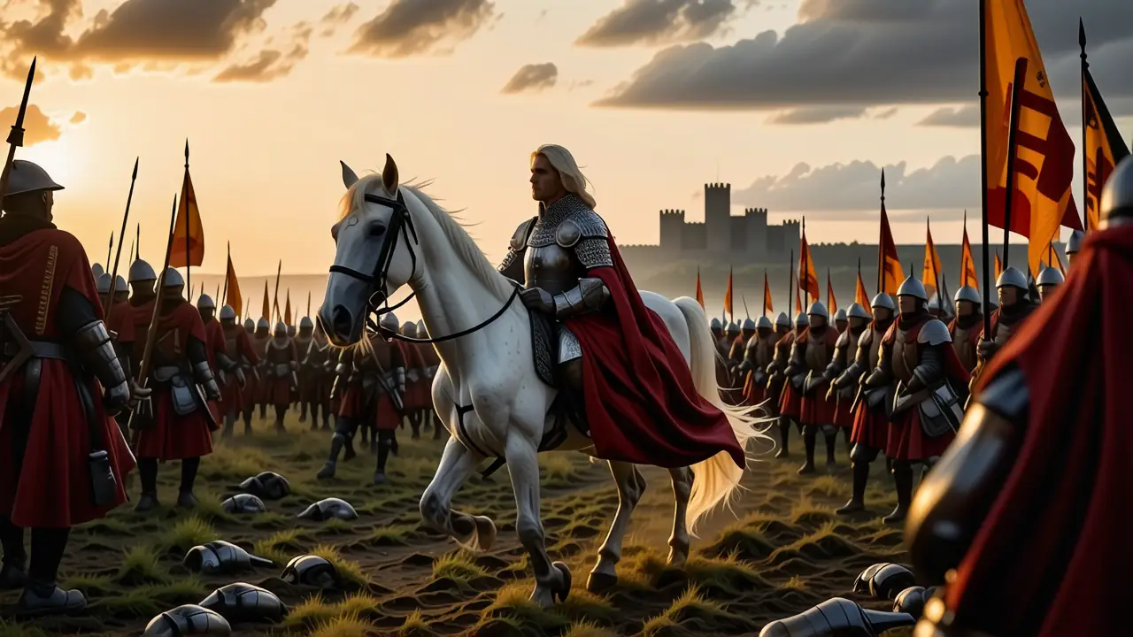 El Cid cabalga valientemente en batalla