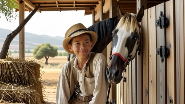 Un joven granjero sonríe en España