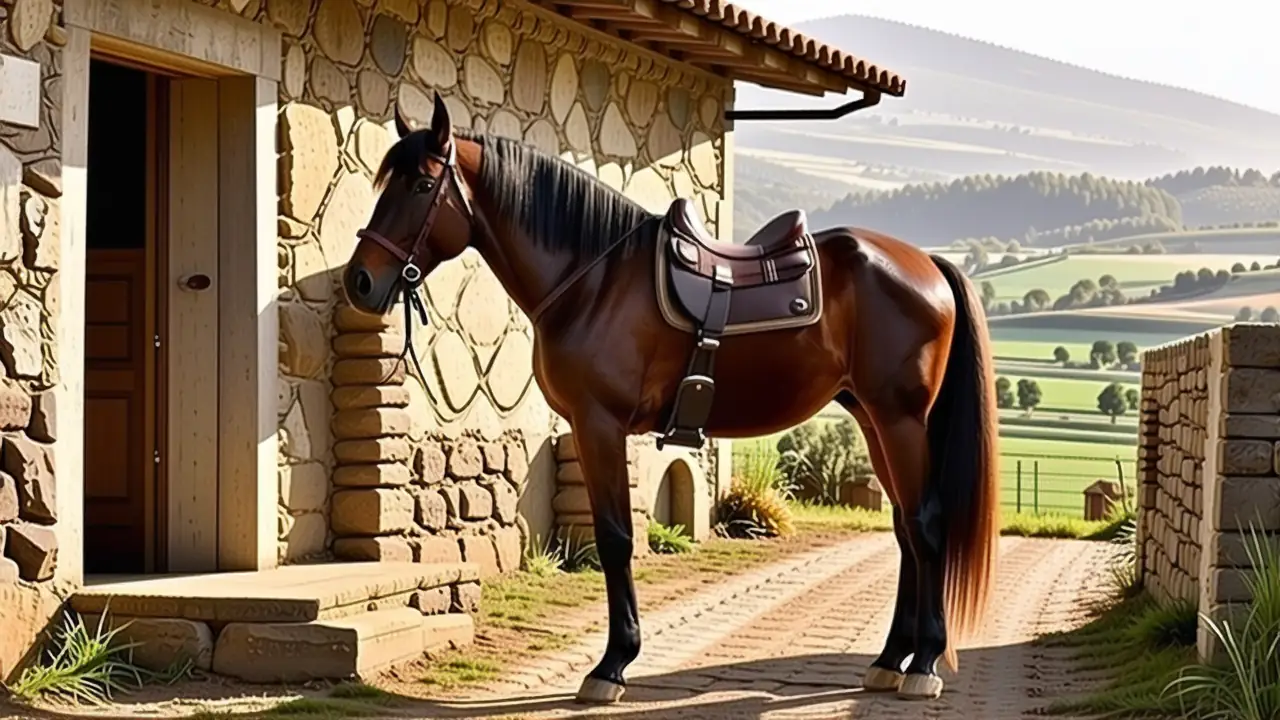 Un jinete español contempla su caballo