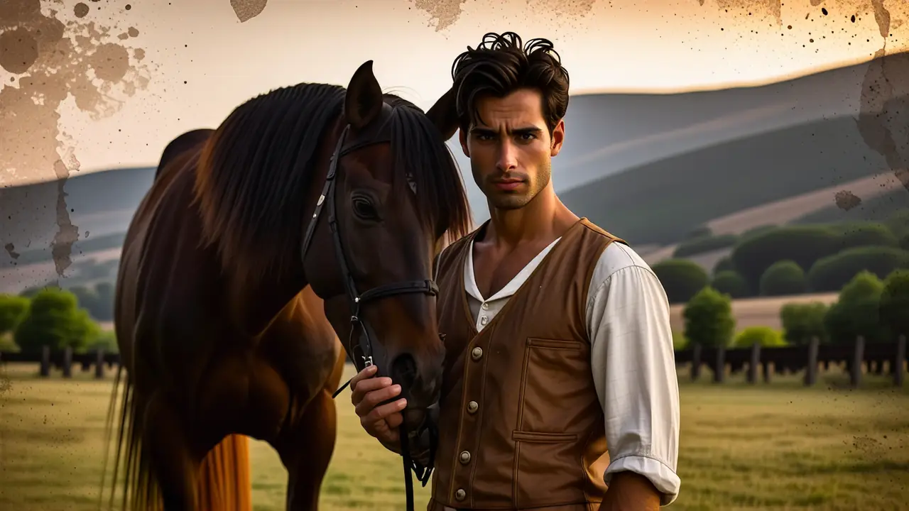 Un hombre español contempla su caballo