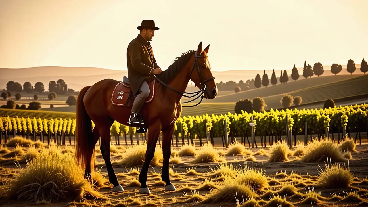 Un realista español guía un caballo en Toscana