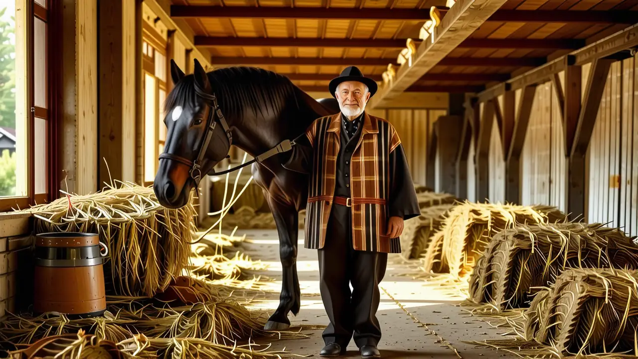 Un granjero español anciano observa pacíficamente