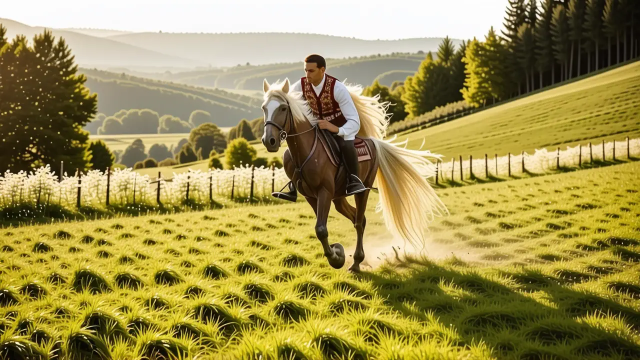 Un jinete español galopa con elegancia