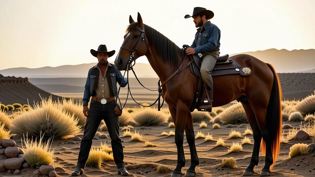 Caballo Mas Grande: Sampson y Big Jake 1 Un vaquero solitario domina un paisaje épico