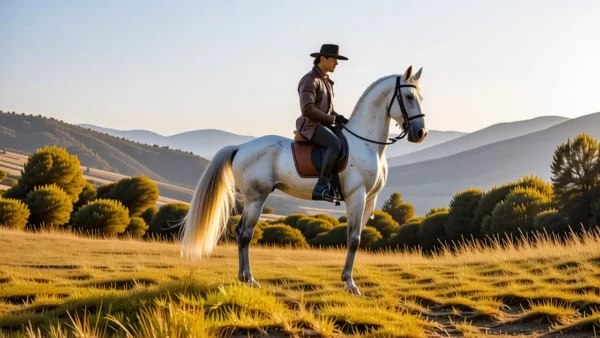 Un jinete español domina su caballo en Andalucía