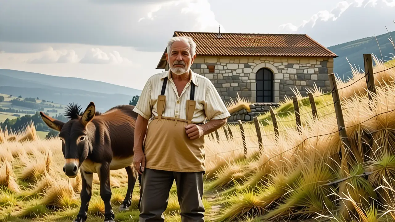 Un granjero español contempla su doncel