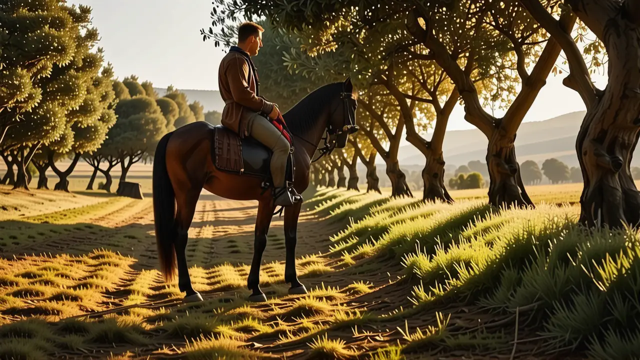 Un jinete español captura la luz dorada