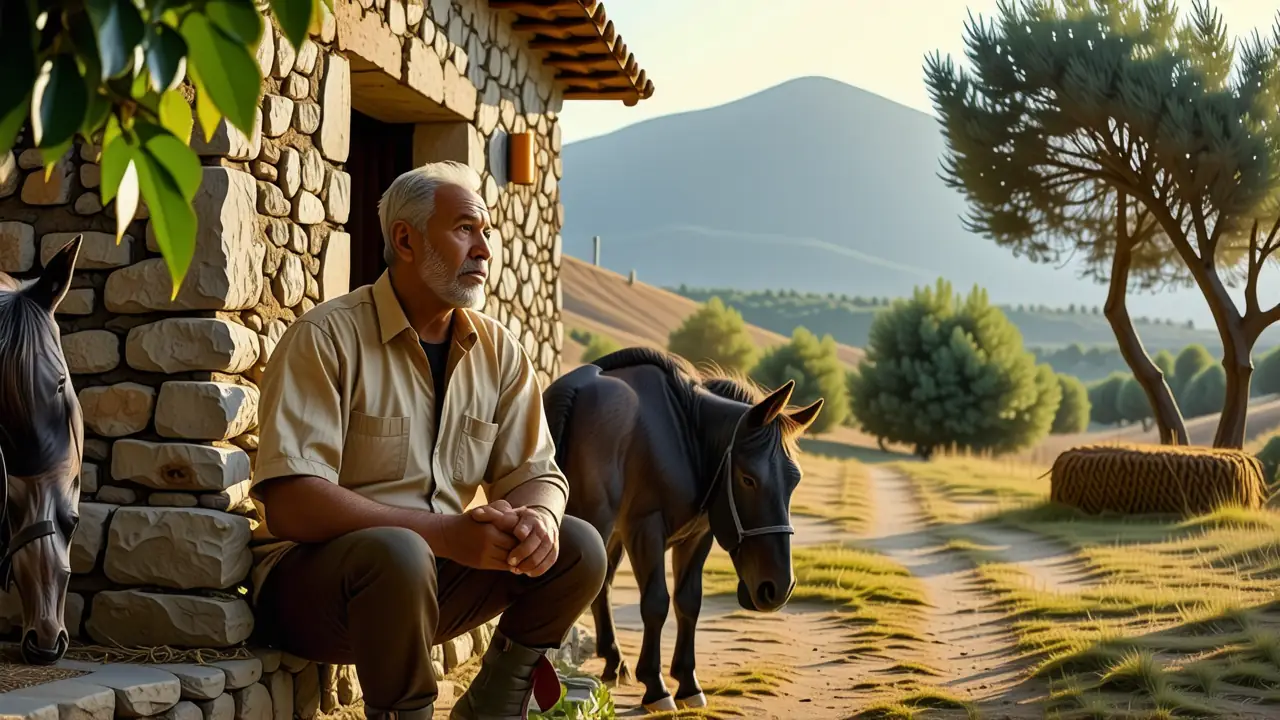 Un hombre anciano contempla la campiña mallorquina