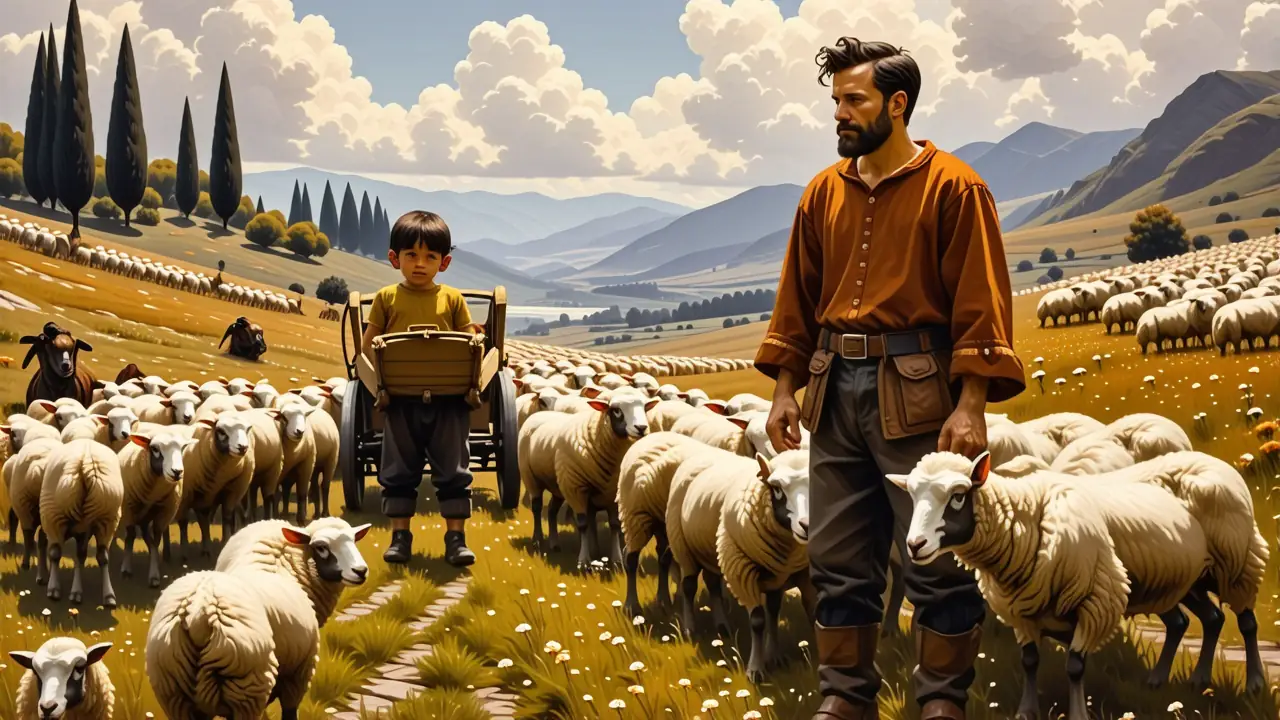 Un hombre pastor contemplativo en la campiña