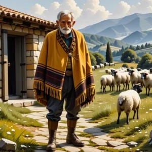 Un pastor español anciano contempla el sol