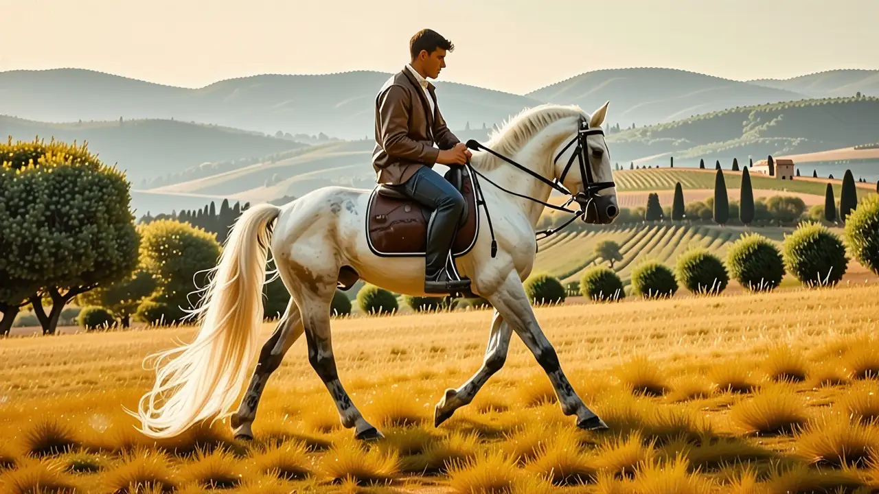 Un jinete se desliza por la Toscana