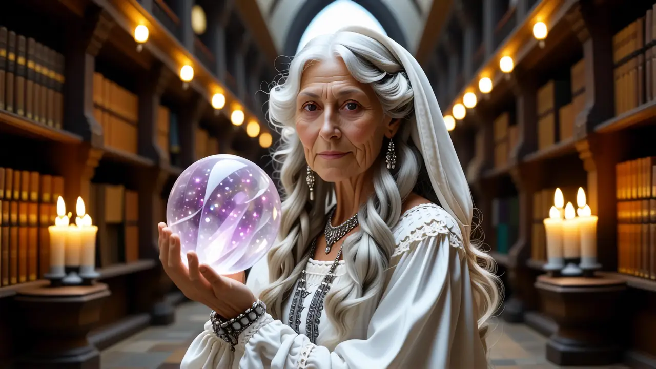 Una anciana sabia irradia misterio sereno