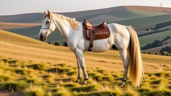 Un caballo perlino pastorea en Andalucía