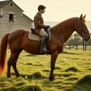 Un jinete español contempla su caballo