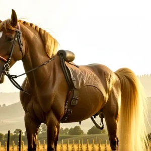 Un hombre elegante monta un caballo dorado