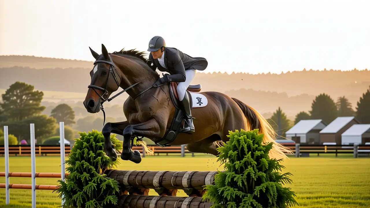 Un jinete español se lanza con su caballo