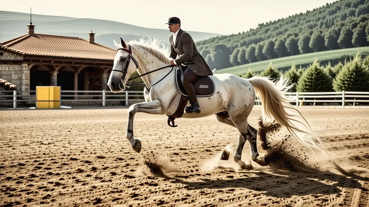 Un jinete español se enfrenta al caballo